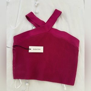 NEW Aritzia Babaton Sculpt Knit Criss Cross Cropped Tank